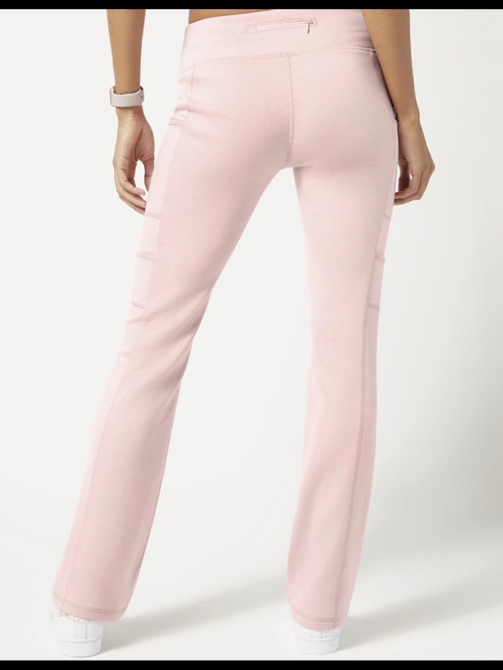 NWT Jaanuu Ponte Collection Blush Pink Choker Neck Scrub Set Flare Pants Women’s - Picture 3 of 16